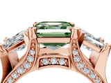 Rose gold Fancy Green Asscher Cut Diamond Three-Stone Ring with Channel Set Band and Four-Prong Setting_63