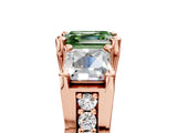 Rose gold Fancy Green Asscher Cut Diamond Three-Stone Ring with Channel Set Band and Four-Prong Setting_64