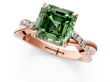 Rose gold Fancy Green Asscher  Cut Diamond Twist Band Solitaire with Prong Setting_23