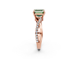 Rose gold Fancy Green Asscher  Cut Diamond Twist Band Solitaire with Prong Setting_24