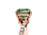 Rose gold Fancy Green Asscher  Cut Diamond Twist Band Solitaire with Prong Setting_27
