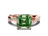 Rose gold Fancy Green Asscher  Cut Diamond Twisted Band Engagement Ring with Prong Setting_3