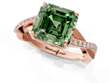 Rose gold Fancy Green Asscher  Cut Diamond Twisted Band Engagement Ring with Prong Setting_4