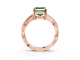 Rose gold Fancy Green Asscher  Cut Diamond Twisted Band Engagement Ring with Prong Setting_6