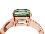 Rose gold Fancy Green Asscher  Cut Diamond Twisted Band Engagement Ring with Prong Setting_7