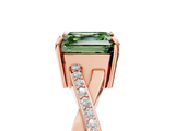 Rose gold Fancy Green Asscher  Cut Diamond Twisted Band Engagement Ring with Prong Setting_8