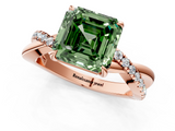 Rose gold Fancy Green Asscher  Cut Diamond Twisted Band with Pavé Setting and Four-Prong Setting_18