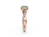 Rose gold Fancy Green Asscher  Cut Diamond Twisted Band with Pavé Setting and Four-Prong Setting_19
