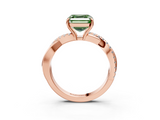 Rose gold Fancy Green Asscher  Cut Diamond Twisted Band with Pavé Setting and Four-Prong Setting_20