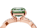 Rose gold Fancy Green Asscher  Cut Diamond Twisted Band with Pavé Setting and Four-Prong Setting_21