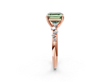 Rose gold Fancy Green Asscher  Cut Diamond Vine Band with Four-Prong Setting_2