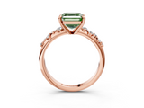 Rose gold Fancy Green Asscher  Cut Diamond Vine Band with Four-Prong Setting_3