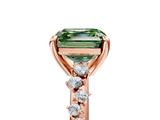 Rose gold Fancy Green Asscher  Cut Diamond Vine Band with Four-Prong Setting_5