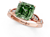Rose gold Fancy Green Asscher  Cut Diamond with Milgrain Marquise and Bezel Accents on a Solitaire Band with Prong Setting_18
