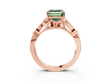 Rose gold Fancy Green Asscher  Cut Diamond with Milgrain Marquise and Bezel Accents on a Solitaire Band with Prong Setting_20