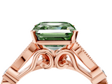 Rose gold Fancy Green Asscher  Cut Diamond with Milgrain Marquise and Bezel Accents on a Solitaire Band with Prong Setting_21