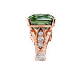 Rose gold Fancy Green Asscher  Cut Diamond with Milgrain Marquise and Bezel Accents on a Solitaire Band with Prong Setting_22