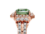 Rose gold Fancy Green Asscher  Cut Double Halo Diamond Engagement Ring with Pave Band and Four-Prong Setting_31