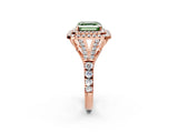 Rose gold Fancy Green Asscher  Cut Double Halo Split Shank Diamond Ring with Prong Setting_48