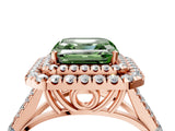 Rose gold Fancy Green Asscher  Cut Double Halo Split Shank Diamond Ring with Prong Setting_50