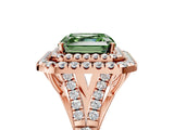 Rose gold Fancy Green Asscher  Cut Double Halo Split Shank Diamond Ring with Prong Setting_51