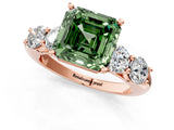 Rose gold Fancy Green Asscher  Cut Five-Stone Prong Set Diamond Ring with Classic Band_30