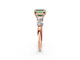 Rose gold Fancy Green Asscher  Cut Five-Stone Prong Set Diamond Ring with Classic Band_31