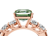 Rose gold Fancy Green Asscher  Cut Five-Stone Prong Set Diamond Ring with Classic Band_33