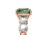 Rose gold Fancy Green Asscher  Cut Five-Stone Prong Set Diamond Ring with Classic Band_34