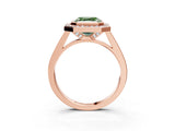 Rose gold Fancy Green Asscher Cut Halo Bezel Diamond Pave Band Ring_3