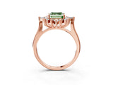 Rose gold Fancy Green Asscher Cut Halo Diamond Cluster Ring with Marquise and Round Stones on a White Gold Band with Prong Setting_3