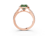 Rose gold Fancy Green Asscher  Cut Halo Diamond Engagement Ring with Pave Band and Four-Prong Setting_20