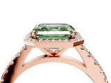Rose gold Fancy Green Asscher  Cut Halo Diamond Engagement Ring with Pave Band and Four-Prong Setting_21