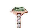 Rose gold Fancy Green Asscher  Cut Halo Diamond Engagement Ring with Pave Band and Four-Prong Setting_22