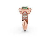 Rose gold Fancy Green Asscher Cut Halo Diamond Engagement Ring with Pave Split Shank and Four-Prong Setting_14