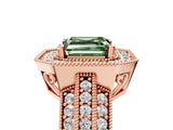 Rose gold Fancy Green Asscher Cut Halo Diamond Engagement Ring with Pave Split Shank and Four-Prong Setting_17