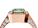 Rose gold Fancy Green Asscher Cut Halo Diamond Engagement Ring with Split Shank Band and Four-Prong Setting_4