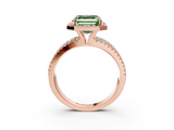 Rose gold Fancy Green Asscher  Cut Halo Diamond Engagement Ring with Split Shank and Four-Prong Setting_3