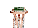 Rose gold Fancy Green Asscher  Cut Halo Diamond Engagement Ring with Split Shank and Four-Prong Setting_5