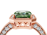 Rose gold Fancy Green Asscher  Cut Halo Diamond Pave Band Ring with Four-Prong Setting_4