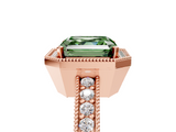 Rose gold Fancy Green Asscher  Cut Halo Diamond Pave Band Ring with Four-Prong Setting_5