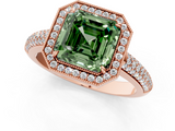 Rose gold Fancy Green Asscher  Cut Halo Diamond Pave Band with Four-Prong Setting_19