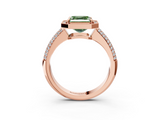 Rose gold Fancy Green Asscher  Cut Halo Diamond Pave Band with Four-Prong Setting_21