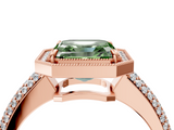 Rose gold Fancy Green Asscher  Cut Halo Diamond Pave Band with Four-Prong Setting_22