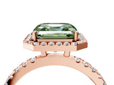 Rose gold Fancy Green Asscher Cut Halo Diamond Pave Band with Prong Setting_4