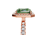 Rose gold Fancy Green Asscher Cut Halo Diamond Pave Band with Prong Setting_5
