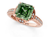 Rose gold Fancy Green Asscher  Cut Halo Diamond Ring with Channel Set Band and Four-Prong Setting_46