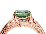 Rose gold Fancy Green Asscher  Cut Halo Diamond Ring with Channel Set Band and Four-Prong Setting_49