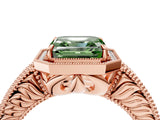 Rose gold Fancy Green Asscher  Cut Halo Diamond Ring with Pavé Band and Four-Prong Setting_32