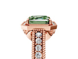 Rose gold Fancy Green Asscher  Cut Halo Diamond Ring with Pavé Band and Four-Prong Setting_33